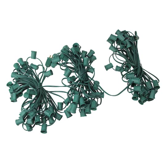 32913405 100 ft. Commercial C9 Christmas Light Socket Set with 12 in. Spacing 18 Gauge Green Wire